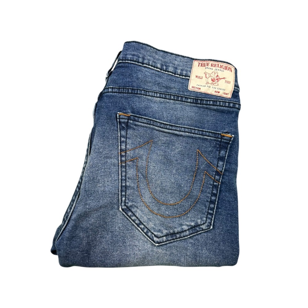 True Religion Rocco Relaxed Skinny Mens Stretch Denim Moto Jeans 33x32 Blue